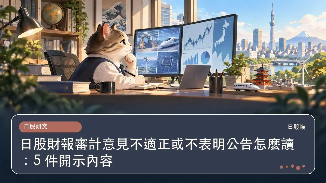 日股財報審計意見不適正或不表明公告怎麼讀:5 件開示內容主題插畫