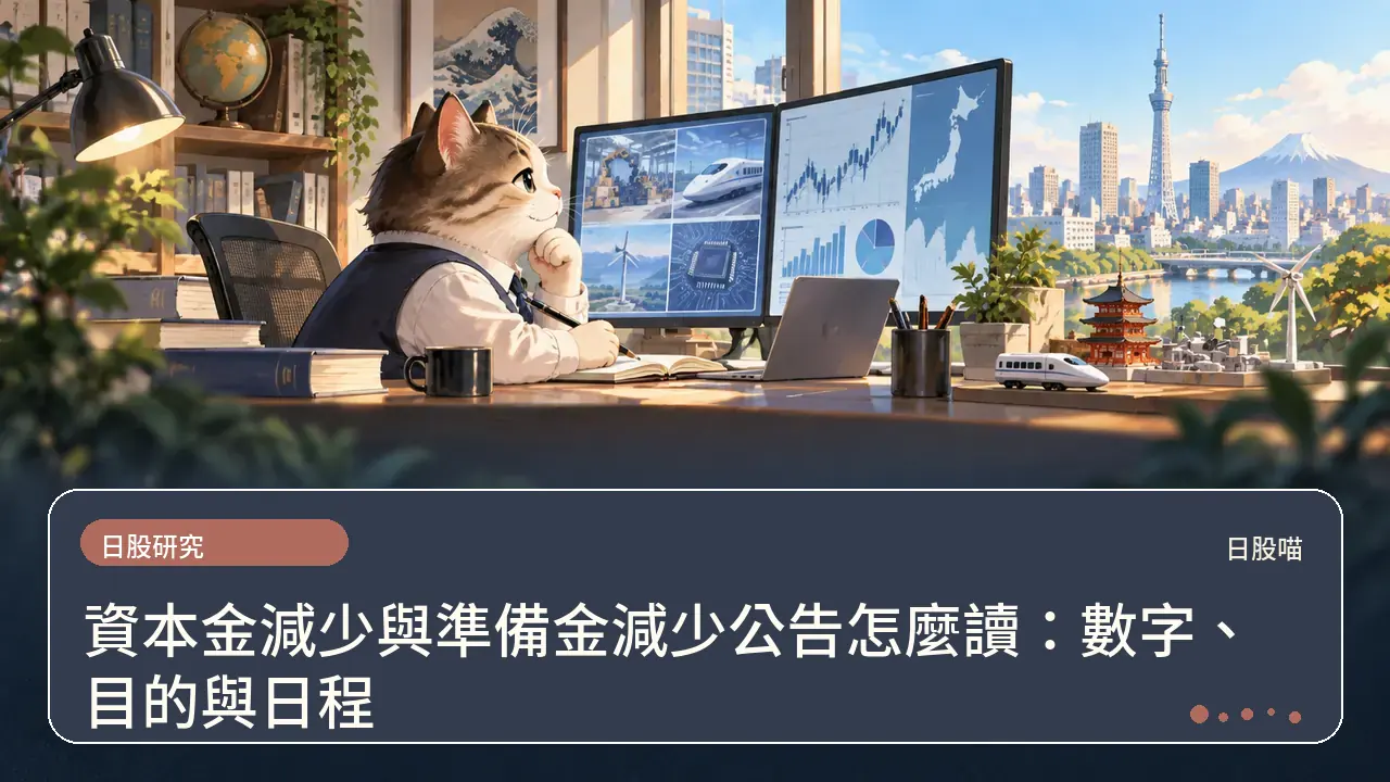資本金減少與準備金減少公告怎麼讀：數字、目的與日程主題插畫