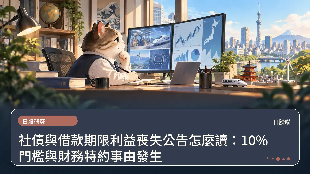 社債與借款期限利益喪失公告怎麼讀:10% 門檻與財務特約事由發生主題插畫
