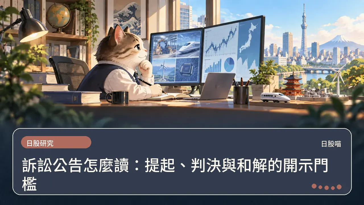 訴訟公告怎麼讀:提起、判決與和解的開示門檻主題插畫