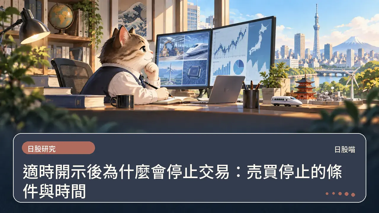 適時開示後為什麼會停止交易：売買停止的條件與時間主題插畫