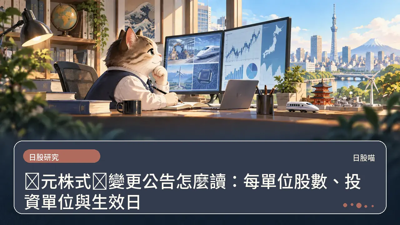 単元株式数變更公告怎麼讀:每單位股數、投資單位與生效日主題插畫