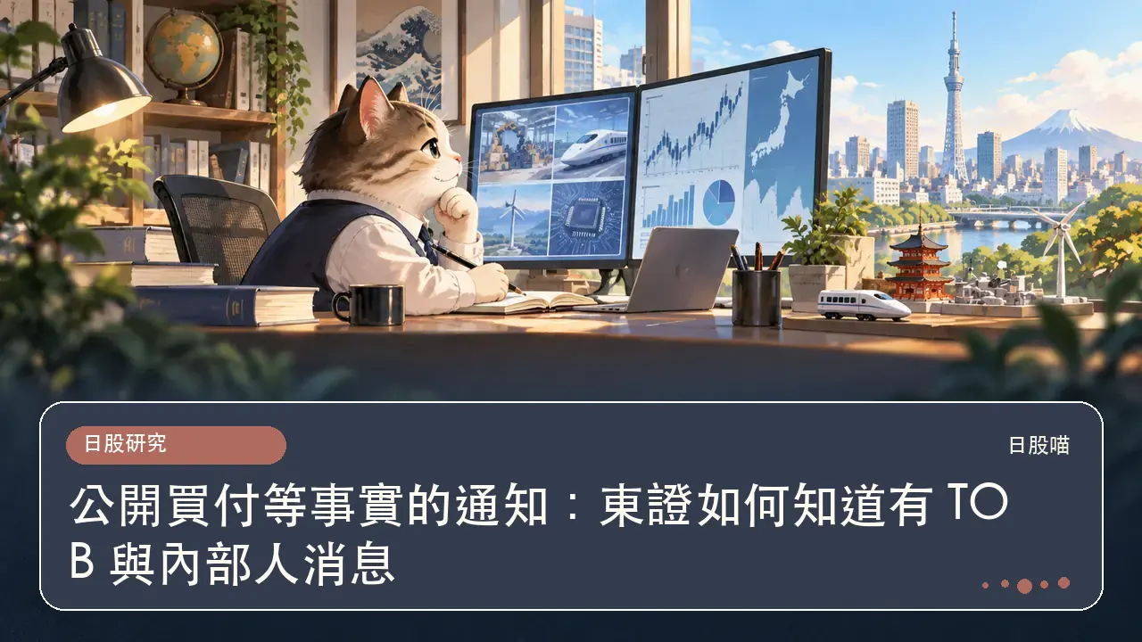 公開買付等事實的通知:東證如何知道有 TOB 與內部人消息主題插畫