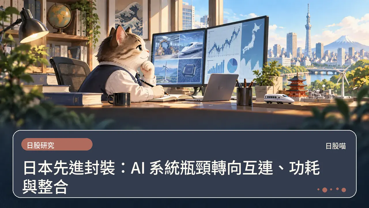 日本先進封裝:AI 系統瓶頸轉向互連、功耗與整合主題插畫
