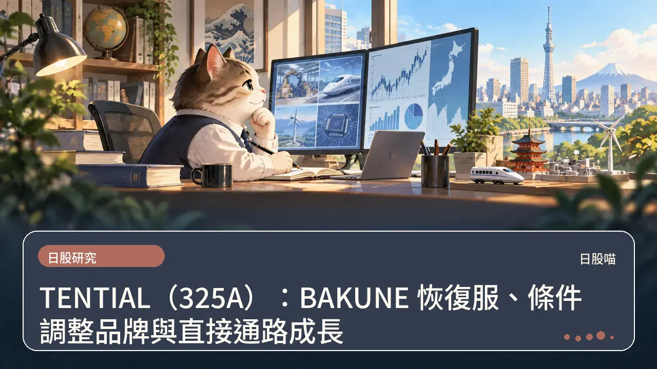 TENTIAL（325A）：BAKUNE 恢復服、條件調整品牌與直接通路成長主題插畫